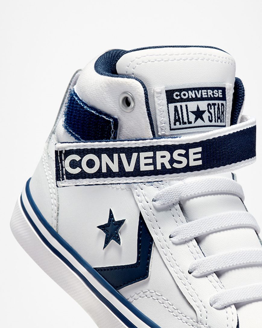 Chlapecké Boty Vysoké Converse Pro Blaze Páskové Easy-On Varsity Club Bílé Tmavě Blankyt Bílé | CZ IFWP63